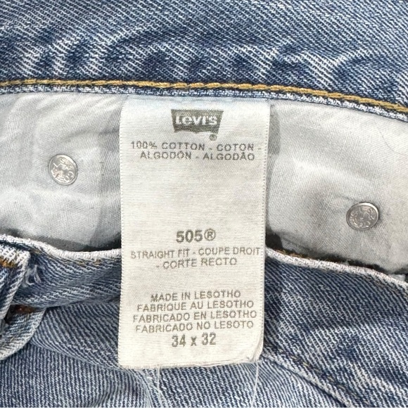 Levi's 505 Straight Leg Jeans Medium Wash Blue Broken In 100% Cotton | 34x32 12 - Picture 11 of 13